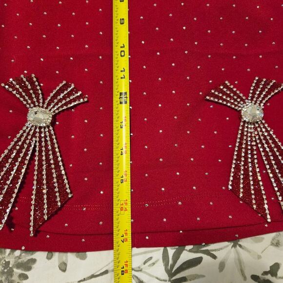 Valentine Fashion LA Red rhinestone embellished Jacket & mini Skirt Blingy - Picture 10 of 14